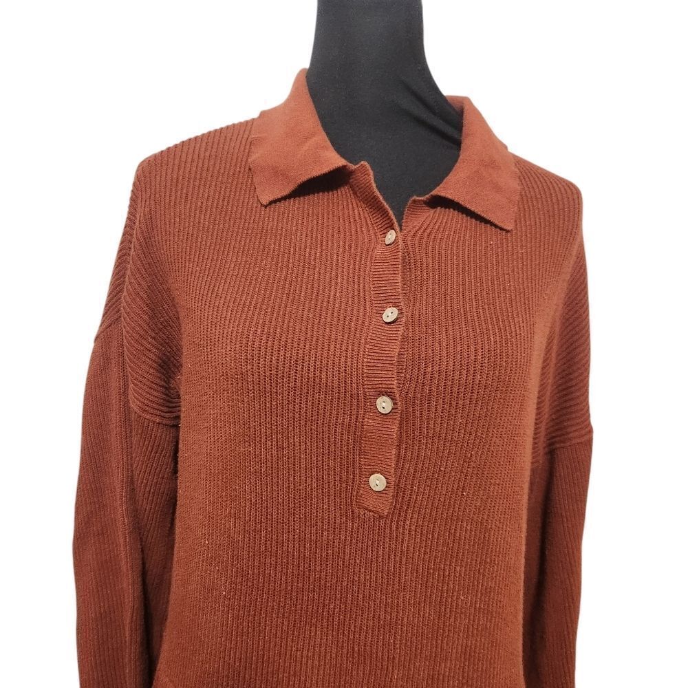 Natural Life Sweater Dress Small Medium Rust Orange Brown Ribbed Midi - Picture 4 of 13